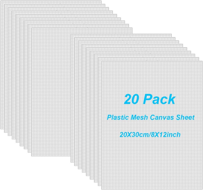 ALISWAT 20 Pieces 7 Count Plastic Mesh Canvas Sheets, 8 x 12 Inch Plastic Canvas Plastic Mesh Sheet, Eye Mesh for Embroidery, Acrylic Yarn Crafting, Knit Crochet Projects and Make Dividers - Image 1